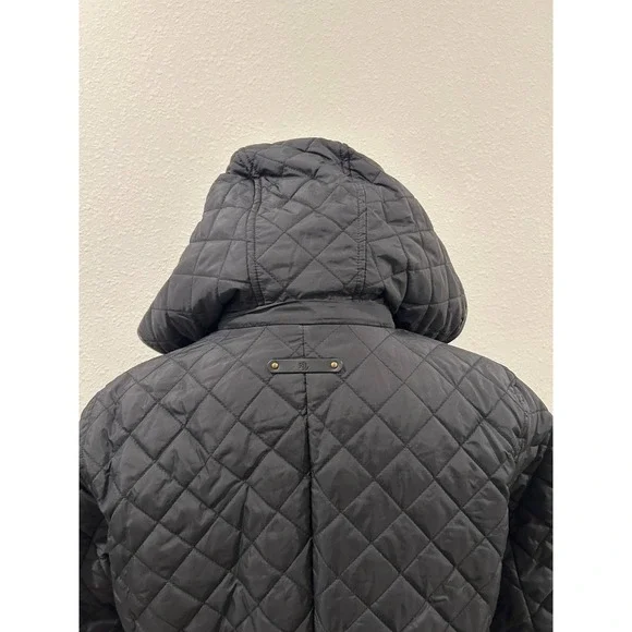 Lauren Ralph Lauren Black Diamond Quilted Hooded Parka Jacket Womens Size Medium - Picture 8 of 10
